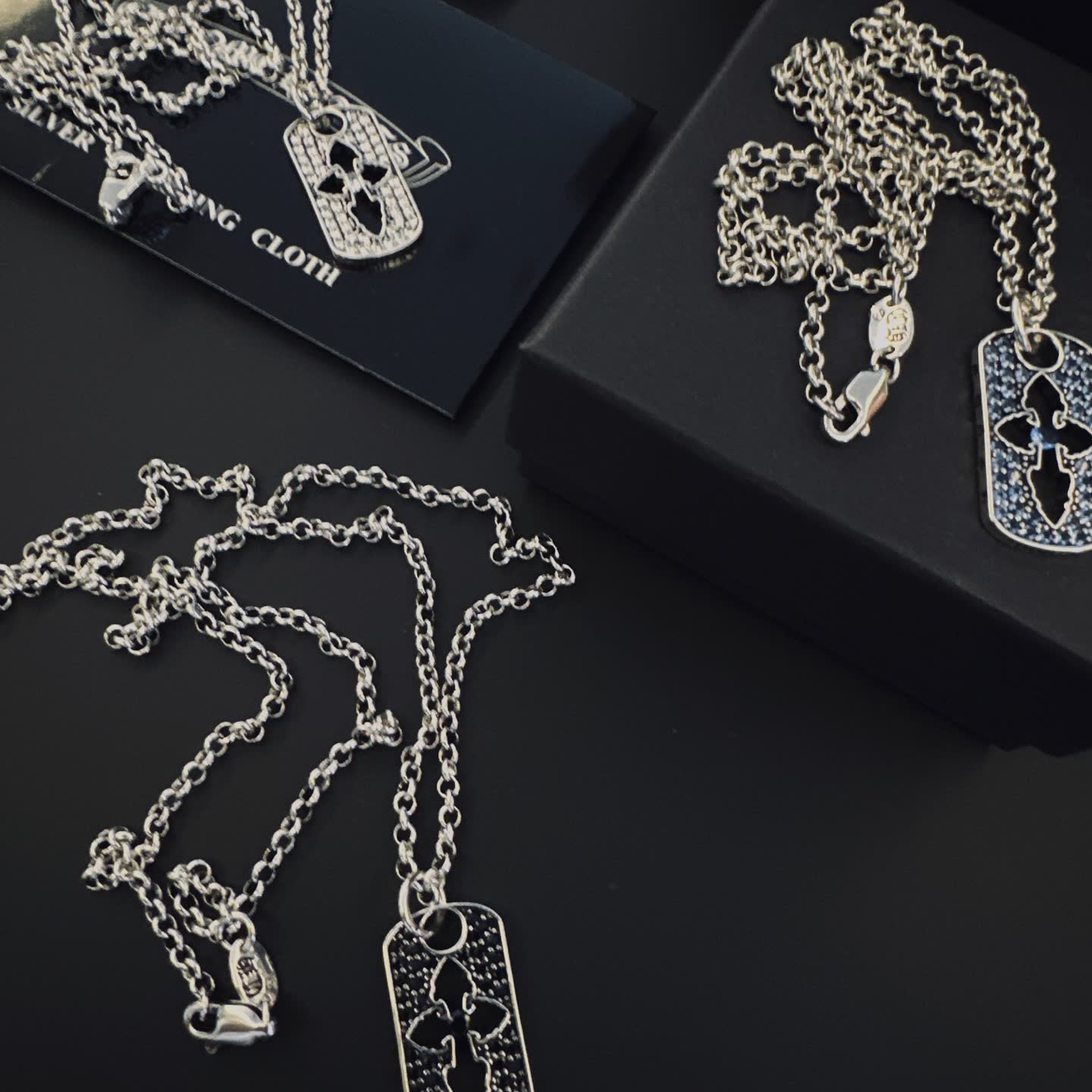 Chrome Hearts Silver Cross Tag Necklace